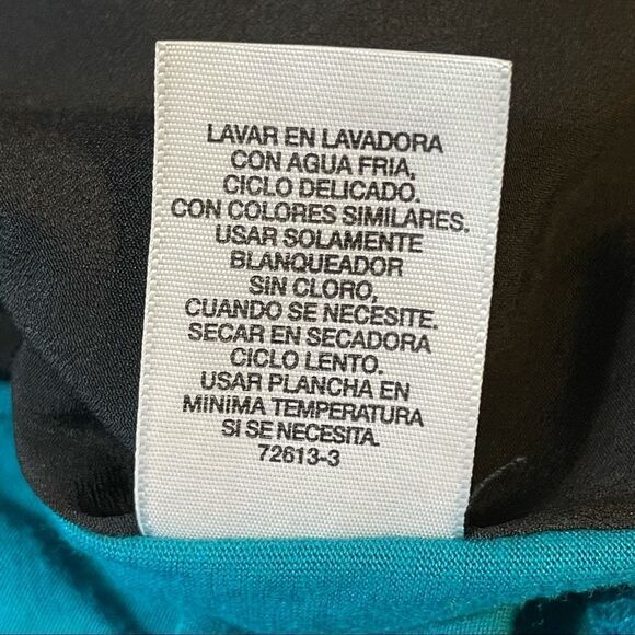 Allen B Blue Black Cream Color Block Sleeveless Round Neck Blouse size L - Picture 3 of 12